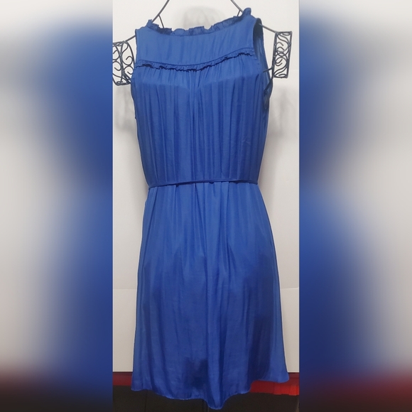Loft Royal Blue Mini Dress with Waist Tie Size XSMALL - Picture 2 of 5